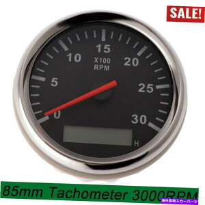 ^R[^[ 85mm}{[gJ[fW^^R[^[Q[WLEDԃ[^[3000rpmubN 85mm Marine Boat Car Digital Tachometer Gauge With LED Hourmeter 3000RPM Black
