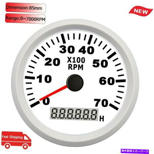 ^R[^[ 85mm}^R[^[Q[WԎԗpgbN{[gfW^7000rpmzCg 85mm Marine Tachometer Gauge Hour Meter for Car Truck Boat Digital 7000RPM White
