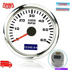 ^R[^[ 52mm 6000rpmԗ}bgp̃fW^ԃ[^[th^R[^[ 52mm 6000RPM Waterproof Tachometer With Digital Hour Meter For Car Marine Yacht