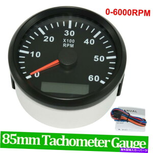 ^R[^[ 85mm{[g^R[^[0-6000RPM}^`[^[Q[WLCDA[[^[h 85mm Boat Tachometer 0-6000RPM Marine Tacho Meter Gauge LCD Hourmeter Waterproof
