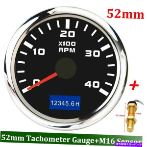 ^R[^[ 52mm{[g^R[^[0-4000RPM}^`[^[Q[WLCDԃ[^[+M16ZT[ 52mm Boat Tachometer 0-4000RPM Marine Tacho Meter Gauge LCD Hourmeter+M16 Sensor