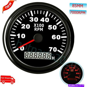 ^R[^[ 85mm}J[^R[^[7000rpmԃ[^[tfB[[GWԂobNCg 85mm Marine Car Tachometer 7000RPM Diesel Engine With Hour Meter Red Backlight