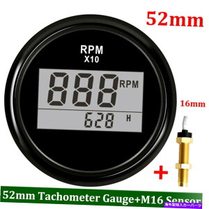 ^R[^[ 52mm^R[^[J[{[g}^`[^[LCDԃ[^[0-9990RPM + M16ZT[ 52mm Tachometer Car Boat Marine Tacho Meter LCD Hourmeter 0-9990RPM + M16 Sensor