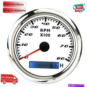 ^R[^[ 8000rpm 85mm{[g^R[^[}J[^`[^[Q[WLCDԃ[^[12V/24V 8000RPM 85mm Boat Tachometer Marine Car Tacho Meter Gauge LCD Hourmeter 12V/24V