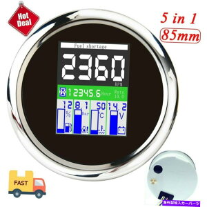 ^R[^[ 5 in 1 85mm^R[^[RxQ[W@\ 5 in 1 85mm Tachometer Fuel Level Water Temp Oil Pressure Gauge Multi-Functional