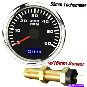 ^R[^[ 2 "52mmZT[tfW^}^R[^[M16 6000RPMpԃ{[gbg 2" 52mm Digital Marine Tachometer With Sensor M16 6000RPM For Car Boat Yacht