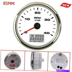 ^R[^[ 85mm}{[g^R[^[Q[W4000 rpm LCDԃ[^[8J[obNCg 85mm Marine Boat Tachometer Gauge 4000 RPM With LCD Hour Meter 8 Color Backlight