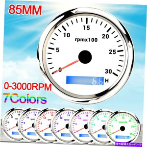 タコメーター 85mm車LCDデジタルタコメーター0-3000RPMゲージ7色が車のボートに導かれます 85mm Car LCD Digital Tachometer 0-3000RPM Gauge with 7 Colors LED for Car Boat