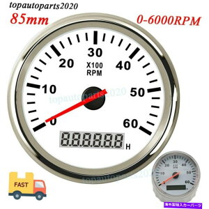 ^R[^[ 85mmԃ}{[gRV^R[^[Q[WLCDGW^`A[[^[0-6000 rpm 85mm Car Marine Boat RV Tachometer Gauge LCD Engine Tacho Hour Meter 0-6000 RPM