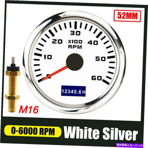 ^R[^[ 52mmԃ}^R[^[0-6000RPMfB[[GWM16ZT[t^`Q[W 52mm Car Marine Tachometer 0-6000RPM Diesel Engine Tacho Gauge With M16 Sensor