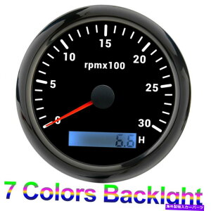 タコメーター 85mmブラックカーLCDデジタルタコメーター0-3000RPM付き車のボートの7色LED 85MM Black Car LCD Digital Tachometer 0-3000RPM with 7 Color LED for Car Boat