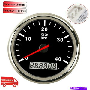 ^R[^[ 85mm}4000rpm^R[^[J[{[gQ[WtfW^LEDA[[^[ubN 85mm Marine 4000RPM Tachometer Car Boat Gauge With Digital LED Hour Meter Black