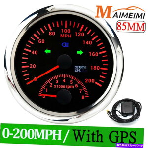 ^R[^[ 85mmfW^GPSXs[h[^[Q[W0-200mphŃ^R[^[0-8000rpm{[g 85mm Digital GPS Speedometer Gauge 0-200MPH with Tachometer 0-8000RPM For Boat