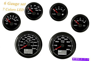 ^R[^[ 6Q[WZbg200 mph 300kphxv^R[^[Rx{gIC7Fled 6 Gauge Set 200MPH 300KPH Speedometer Tachometer Fuel Temp Volt Oil 7 Colors Led