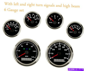 ^R[^[ 6Q[WZbg120mphXs[h[^[^R[^[RxdvIC12/24VLED 6 gauge set 120MPH speedometer tachometer fuel temp voltmeter oil 12/24V red led