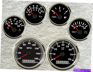 �^�R���[�^�[ 6�Q�[�W�Z�b�g160mph gps speedo�^�R���[�^�[�R�������{���g�����u���b�N 6 gauge set 160mph GPS speedo tachometer fuel water temp volt oil pressure black�y���s�A���i�z