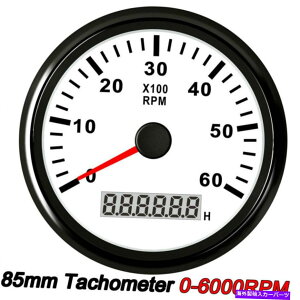 ^R[^[ 85mmԂ̃}{[g^R[^[0-6000RPMfW^ԃ[^[ԂobNCg 85mm Car Marine Boat Tachometer 0-6000RPM With Digital Hourmeter RED Backlight