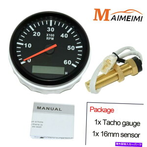 ^R[^[ 85mm^R[^[Q[WfW^A[[^[0-6000RPM 16mmZT[pԃ{[g 85mm Tachometer Gauge Digital Hour Meter 0-6000RPM With 16mm Sensor for Car Boat