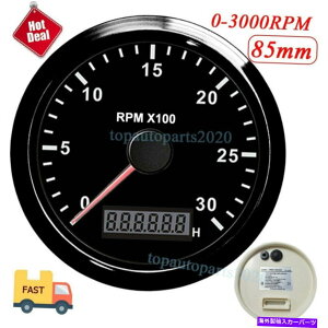 ^R[^[ 85mm LCD}^R[^[ԃ[^[^`Q[W3000 rpmuU[A[J[{[g 85mm LCD Marine Tachometer Hourmeter Tacho Gauge 3000 RPM Buzzer Alarm Car Boat