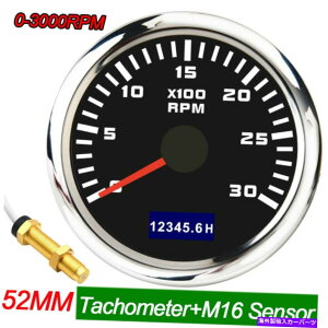 ^R[^[ 52mmԃ}^R[^[0-3000RPMfB[[GWM16ZT[t^`Q[W 52mm Car Marine Tachometer 0-3000RPM Diesel Engine Tacho Gauge With M16 Sensor