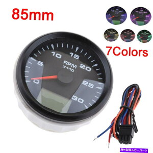 ^R[^[ 85mmubNLCDfW^^R[^[0-3000RPMQ[W8FԂ̃{[gɓ܂ 85MM Black LCD Digital Tachometer 0-3000RPM Gauge with 8 Colors LED for Car Boat
