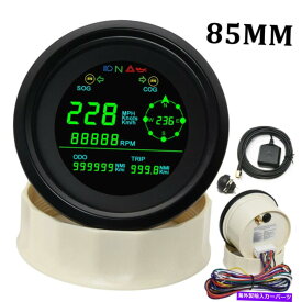 タコメーター 85mm LCD GPSスピードメーターゲージとオートバイカートラックブラック用タコメーター付き 85mm LCD GPS Speedometer Gauge with Tachometer for Motorcycle Car Truck Black