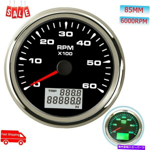 ^R[^[ 85mm 6000rpmԃ[^[t^R[^[7FobNCghԃ} 85mm 6000RPM Tachometer With Hour Meter 7 Colors Backlight Waterproof Car Marine