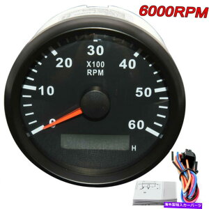 ^R[^[ 85mmubN}{[g^R[^[Q[W0-6000rpm LCDfW^A[[^[ 85mm Black Marine Boat Tachometer Gauge 0-6000RPM With LCD Digital Hour Meter