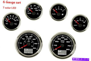 �^�R���[�^�[ 6�Q�[�W�Z�b�g35knots 40mph���x�v�^�R���[�^�[�R�����x�{���g�I�C��7�Fled 6 gauge set 35Knots 40MPH speedometer tachometer fuel temp volt oil 7 colors led�y���s�A���i�z