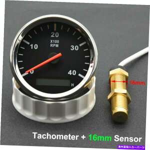 ^R[^[ 85mm^R[^[4000RPM + 16mmZT[J[{[g}^`[^[LCDԃ[^[ 85mm Tachometer 4000RPM + 16mm Sensor Car Boat Marine Tacho Meter LCD Hourmeter