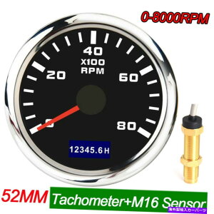 ^R[^[ 52mmԃ}^R[^[0-8000RPMfB[[GWM16ZT[t^`Q[W 52mm Car Marine Tachometer 0-8000RPM Diesel Engine Tacho Gauge With M16 Sensor