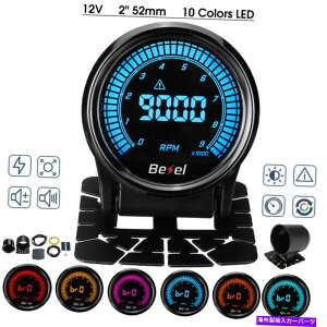 ^R[^[ 2 '' 52mmfW^10J[LEDJ[^R[^[^`Q[W[^[0-9000 RPM 12V 2'' 52mm Digital 10 Color LED Car Tachometer Tacho Gauge Meter 0-9000 RPM 12V