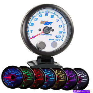 ^R[^[ 3 3/4 "Glowshift White 7 Color LED Tach Tachemer RPMQ[WwVtgCg 3 3/4" GlowShift White 7 Color LED Tach Tachometer RPM Gauge w Shift Light