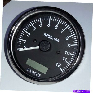 ^R[^[ LCDԃ[^[^R[^[0-1200 rpm Chrome Bezel 80mm}Eg Tachometer With LCD Hourmeter 0-1200 RPM Chrome Bezel 80mm Mounting