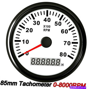 ^R[^[ 85mmԂ̃}{[g^R[^[0-8000RPMfW^ԃ[^[̐ԂobNCg 85mm Car Marine Boat Tachometer 0-8000RPM With Digital Hourmeter RED Backlight