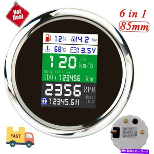^R[^[ 85mm 6 in 1 gpsxvRxQ[W^R[^[ 85mm 6 in 1 GPS Speedometer Oil Pressure Fuel Level Water Temp Gauge Tachometer