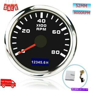 ^R[^[ 52mm 0-8000rpmԂ̃}^R[^[tfW^ԃ[^[bhLEDobNCg 52mm 0-8000RPM Car Marine Tachometer With Digital Hour Meter Red LED Backlight