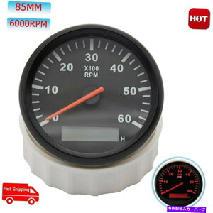 ^R[^[ 85mm 6000 rpm^R[^[}J[Q[WtfW^A[[^[bhobNCg 85mm 6000 RPM Tachometer Marine Car Gauge With Digital Hour Meter Red Backlight