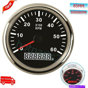 ^R[^[ jo[T85mm 6000rpm^R[^[tfW^ԃ[^[̖h Universal 85mm 6000RPM Tachometer With Digital Hourmeter Waterproof For Car Boat