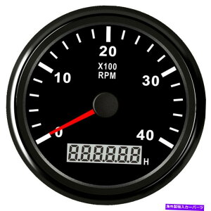 ^R[^[ 85mmubN4000rpm^R[^[KXfB[[GŴ߂RevJE^[9-32VDCԓd 85mm Black 4000RPM Tachometer Rev Counter for Gas Diesel Engine 9-32VDC Red Bulb