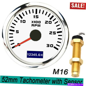 ^R[^[ 52mm^R[^[0-3000 rpmԃ}fB[[GWM16ZT[t^`Q[W 52mm Tachometer 0-3000 RPM Car Marine Diesel Engine Tacho Gauge With M16 Sensor