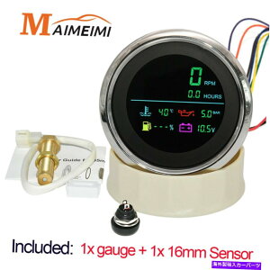 ^R[^[ 85mm LCD 6IN 1^R[^[RICvXdԃ[^[w/ZT[ 85mm LCD 6In 1 Tachometer Fuel Water Temp Oil Press Voltage Hourmeter W/ Sensor