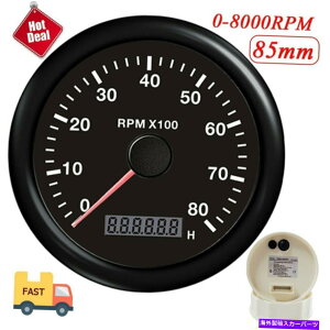 ^R[^[ 85mmԃ^R[^[LCDfW^ԃ[^[}^`Q[W8000 rpm{[g 85mm Car Tachometer LCD Digital Hourmeter Marine Tacho Gauge 8000 RPM Boat