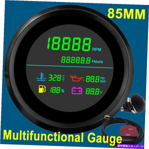 �^�R���[�^�[ 85mm LCD���@�\�Q�[�W�^�`�����������R���Q�[�W�d�� 85mm LCD Multi-functional Gauge Tacho Water Temp Oil Pressure Fuel Gauge Voltage�y���s�A���i�z