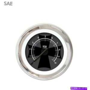 ^R[^[ ^R[^[Q[W - ACANXAbVAubN_j[hANgO Tachometer Gauge - Iron Cross Ash, Black Modern Needles, Chrome Trim Rings