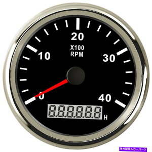 ^R[^[ 85mmubN^R[^[Ǝԃ[^[4000rpmpKXfB[[I[g}12V/24V 85mm Black Tachometer with Hour Meter 4000RPM For Gas Diesel Auto Marine 12V/24V