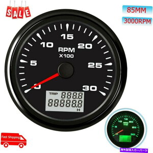 ^R[^[ 85mm^R[^[3000RPMgA[[^[LED 8J[obNCgJ[} 85mm Tachometer 3000RPM With Trim Hour Meter LED 8 Colors Backlight Car Marine