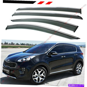 oOV[h 2017-2018̃NgEBhẼLAX|[cNbvoCU[CK[hftN^[ FOR 2017-2018 KIA SPORTAGE CLIP ON CHROME TRIM WINDOW VISOR RAIN GUARD DEFLECTOR
