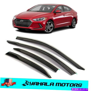 �o�O�V�[���h 2017-2020�q�����_�C�G�����g���̃N�����g�����t���X���[�N�E�B���h�E�o�C�U�[���C���K�[�h Smoke Window Visor Rain Guards with Chrome Trim for 2017-2020 Hyundai Elantra�y���s�A���i�z