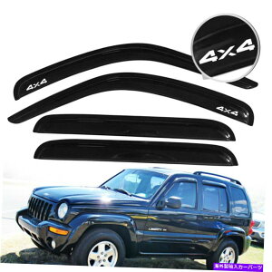 �o�O�V�[���h �K��02-07�W�[�v���o�e�B4dr�_�[�N�X���[�N�E�B���h�E�o�C�U�[���C���K�[�h�f�t���N�^�[ Fits 02-07 Jeep Liberty 4Dr Dark Smoke Window Visor Rain Guard Deflector